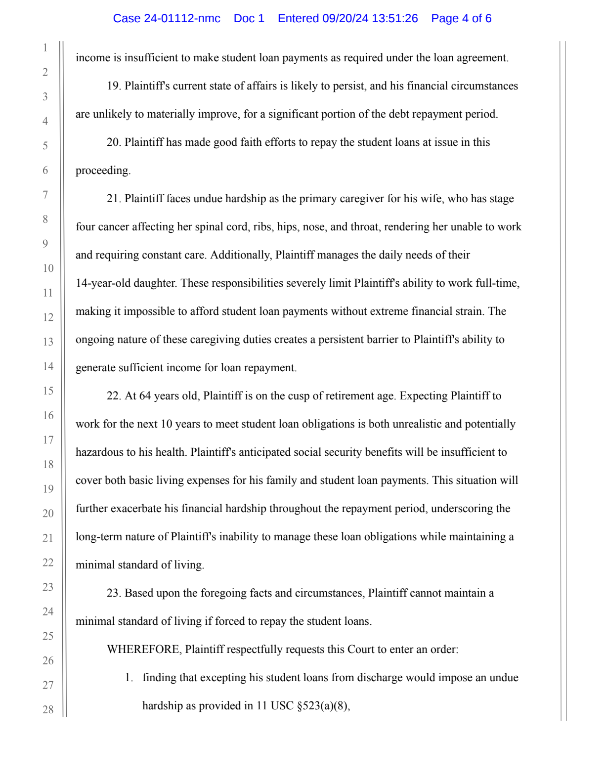 Page 4 of the federal adversary complaint containing paragraph 21