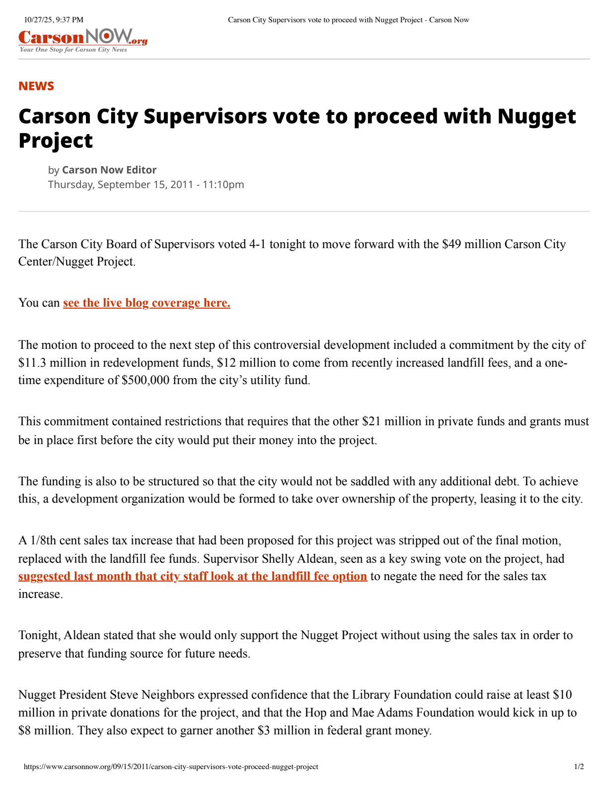 Board advances the $49 million Nugget Project